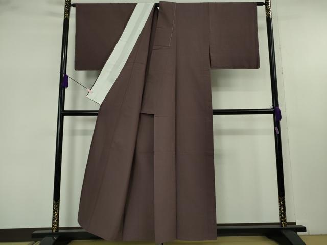 平和屋本店▽極上 綿薩摩 東郷織物謹製 手織 単衣 みじん格子 濃色地 逸品 未使用 DZAB7689kh6