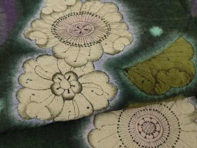 平和屋本店●極上 久保田一竹 幻の辻が花 色留訪問着 紬地 黒地 逸品 未使用 DZAB7704kh6