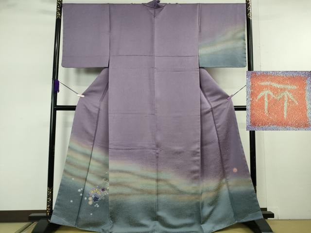 平和屋本店●極上 久保田一竹 幻の辻が花 訪問着 暈し染め 金通し地 反端付き 逸品 未使用 DZAB7710kh6