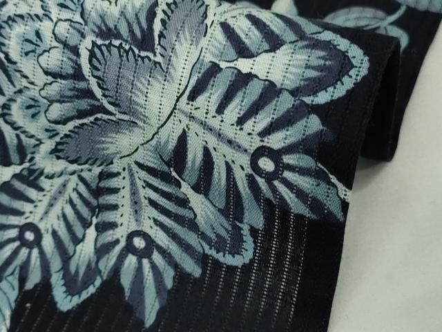 平和屋着物∴極上 撫松庵 浴衣 綿 綿絽 縦絽 洋花文 紺地 逸品 DZAB7716kh6