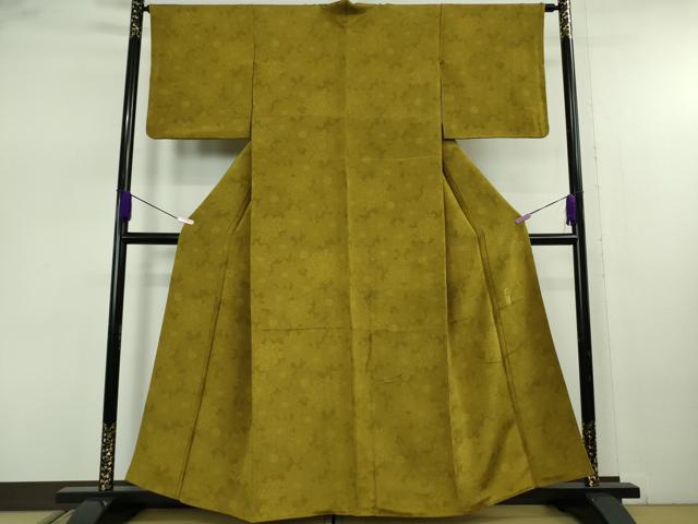 平和屋着物●極上 重要無形文化財 人間国宝 中村勇二郎 江戸小紋 名物裂花尽くし 菜種油色×青朽葉色 鬼しぼ縮緬 逸品 DZAB7722kh6