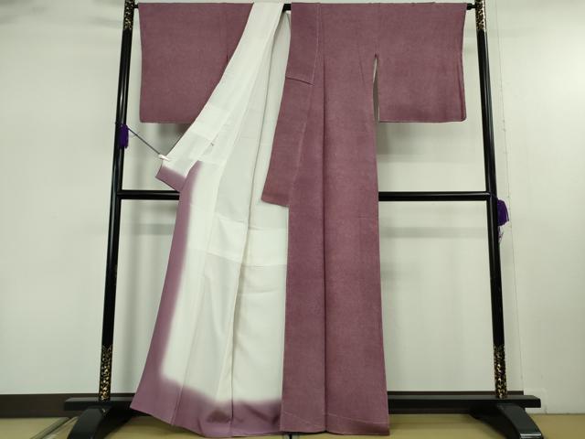 平和屋着物●極上 江戸小紋 作家物 極小鮫小紋柄 京紫色×白 鬼しぼ縮緬 銀座おゝぎ屋扱い 逸品 未使用 DZAB7724kh6