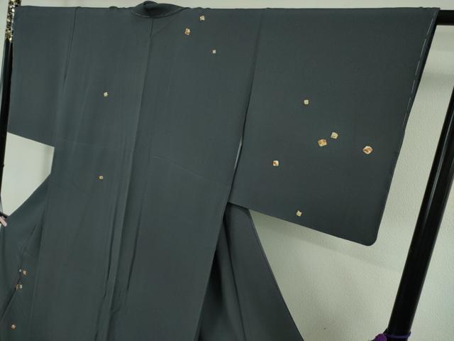 平和屋着物●極上 銀座きしや 訪問着 駒刺繍 花色紙散らし 青褐色地 金彩 縮緬地 たとう紙付き 逸品 未使用 DZAB7731kh6
