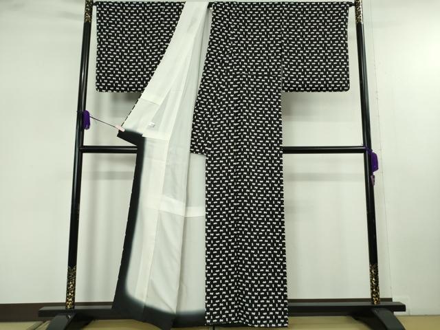 平和屋着物●極上 小紋 犬 黒地 逸品 未使用 DZAB7735kh6
