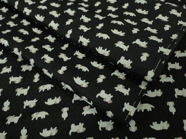 平和屋着物●極上 小紋 犬 黒地 逸品 未使用 DZAB7735kh6