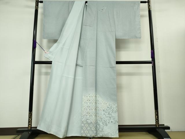 平和屋着物●極上 中国三大刺繍 スワトウ刺繍 汕頭刺繍 総刺繍 訪問着 双鳥花唐草文 秘色色地 金糸 逸品 DZAB7738kh6