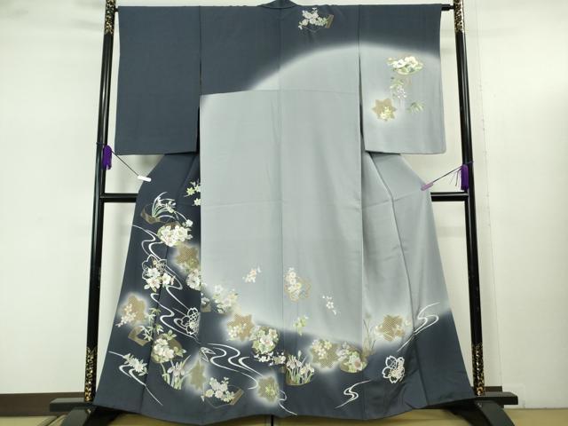 平和屋本店●極上 中国三大刺繍 スワトウ刺繍 汕頭刺繍 総刺繍 訪問着 貝合わせ草花文 暈し染め 金糸 逸品 DZAB7739kh6