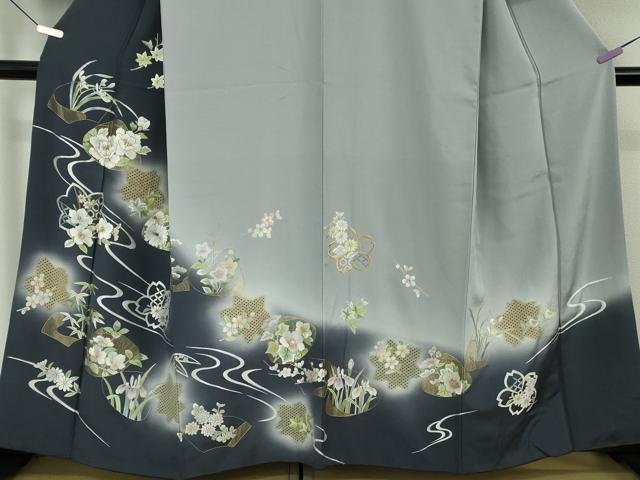 平和屋本店●極上 中国三大刺繍 スワトウ刺繍 汕頭刺繍 総刺繍 訪問着 貝合わせ草花文 暈し染め 金糸 逸品 DZAB7739kh6