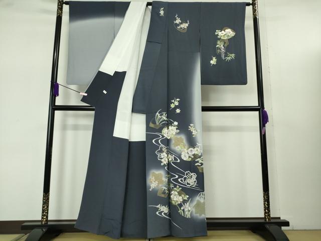 平和屋本店●極上 中国三大刺繍 スワトウ刺繍 汕頭刺繍 総刺繍 訪問着 貝合わせ草花文 暈し染め 金糸 逸品 DZAB7739kh6