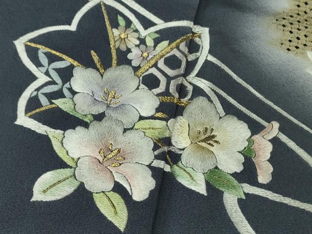 平和屋本店●極上 中国三大刺繍 スワトウ刺繍 汕頭刺繍 総刺繍 訪問着 貝合わせ草花文 暈し染め 金糸 逸品 DZAB7739kh6