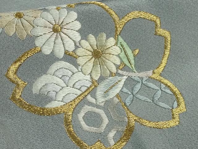 平和屋本店●極上 中国三大刺繍 スワトウ刺繍 汕頭刺繍 総刺繍 訪問着 貝合わせ草花文 暈し染め 金糸 逸品 DZAB7739kh6