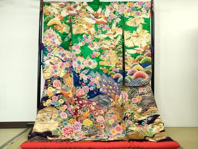 平和屋本店●極上 色打掛 和装 婚礼 結婚式 花嫁 神社挙式 相良刺繍 駒刺繍 鴛鴦 孔雀 軍鶏 鳳凰 暈し染め 金糸 逸品 DZAB7748kh6