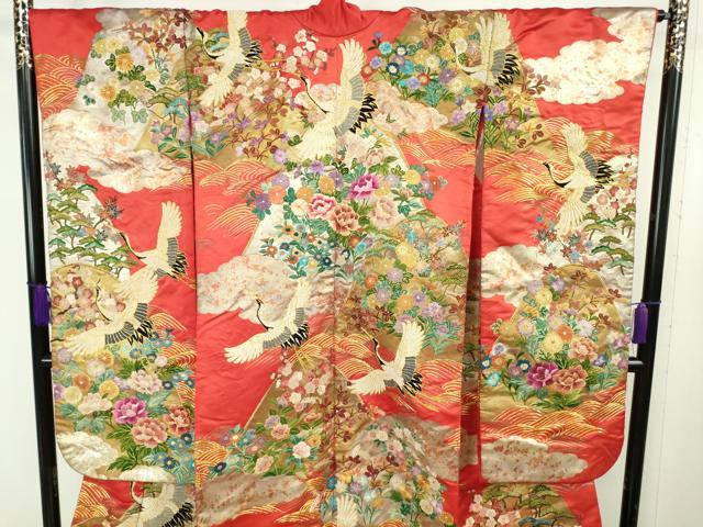 平和屋本店●極上 色打掛 和装 婚礼 結婚式 花嫁 神社挙式 相良刺繍 駒刺繍 飛鶴吉祥花文 金糸 逸品 DZAB7749kh6