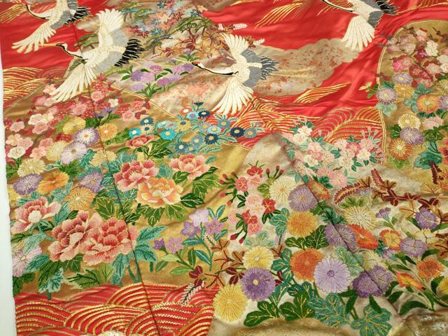 平和屋本店●極上 色打掛 和装 婚礼 結婚式 花嫁 神社挙式 相良刺繍 駒刺繍 飛鶴吉祥花文 金糸 逸品 DZAB7749kh6