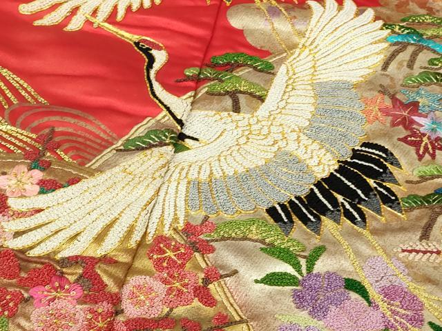 平和屋本店●極上 色打掛 和装 婚礼 結婚式 花嫁 神社挙式 相良刺繍 駒刺繍 飛鶴吉祥花文 金糸 逸品 DZAB7749kh6