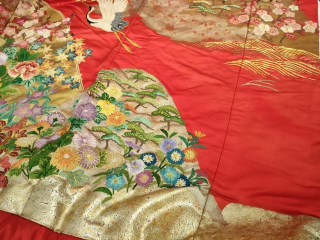 平和屋本店●極上 色打掛 和装 婚礼 結婚式 花嫁 神社挙式 相良刺繍 駒刺繍 飛鶴吉祥花文 金糸 逸品 DZAB7749kh6