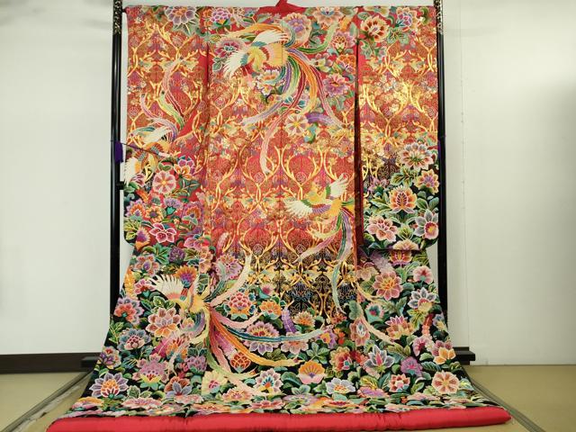 平和屋本店●極上 色打掛 和装 婚礼 結婚式 花嫁 神社挙式 相良刺繍 駒刺繍 総刺繍 鳳凰更紗花文 暈し染め 金糸 逸品 DZAB7750kh6