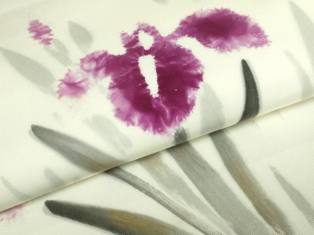 平和屋着物●極上 染色作家 小倉淳史 塩瀬 九寸開き名古屋帯 絞り染 杜若 逸品 DZAB7766kh6