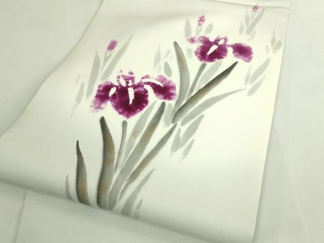 平和屋着物●極上 染色作家 小倉淳史 塩瀬 九寸開き名古屋帯 絞り染 杜若 逸品 DZAB7766kh6