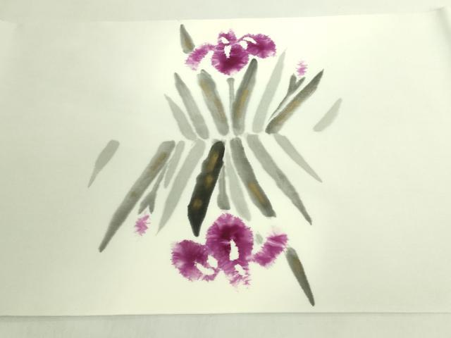 平和屋着物●極上 染色作家 小倉淳史 塩瀬 九寸開き名古屋帯 絞り染 杜若 逸品 DZAB7766kh6