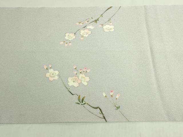 平和屋着物●極上 九寸開き名古屋帯 枝垂れ桜 潤色地 金彩 鬼しぼ縮緬 逸品 DZAB7767kh6