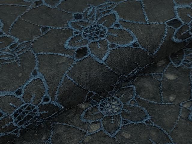 平和屋本店∞極上 長羽織 スリーシーズン 春夏秋 塵除け シルクオーガンジー 刺繍 レース 天然藍染 証紙付き 未使用 逸品 DZAB7787kh6