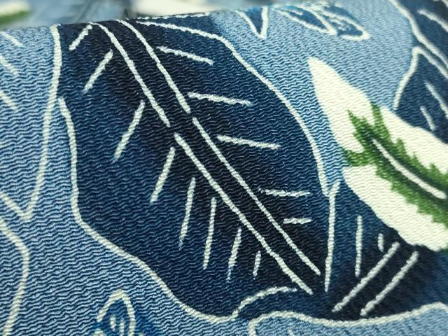 平和屋本店●最高級 城間栄順 本場琉球紅型 九寸名古屋帯 芭蕉の葉 薄花色地 鬼しぼ縮緬 逸品 DZAB7830kh6