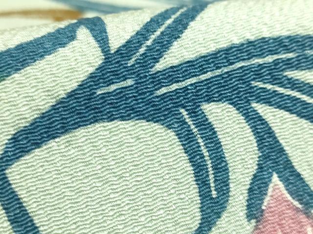 平和屋本店●最高級 城間栄順 本場琉球紅型 九寸名古屋帯 杜若 鬼しぼ縮緬 柳鼠色地 逸品 DZAB7840kh6