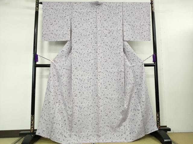 平和屋本店▽極上 創業200年・7代目永治屋清左衛門 お召 単衣 笹 藤紫色 逸品 未使用 DZAB7853kh6