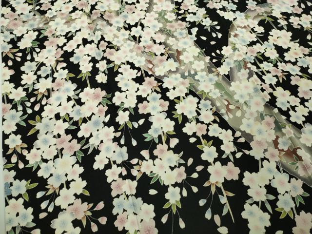 平和屋本店●極上 訪問着 夜桜 枝桜 黒地 逸品 DZAB7858kh6