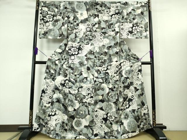 平和屋本店●極上 染色作家 斉藤三才 小紋 草花尽くし 暈し染め 逸品 DZAB7859kh6