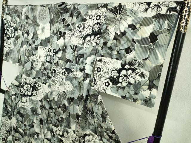 平和屋本店●極上 染色作家 斉藤三才 小紋 草花尽くし 暈し染め 逸品 DZAB7859kh6