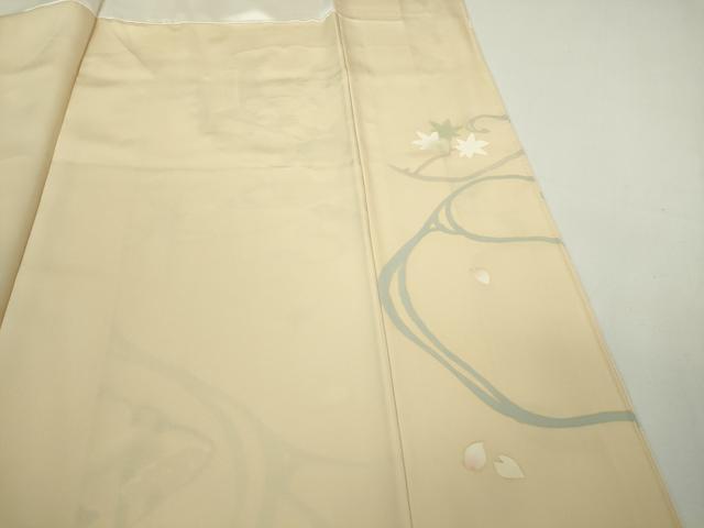 平和屋本店●極上 訪問着 駒刺繍 雪輪吉祥花文 浅黄色地 金彩 逸品 DZAB7863kh6