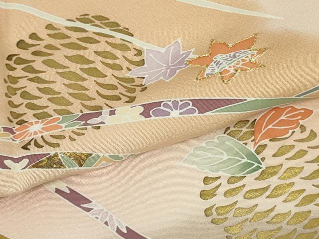 平和屋本店●極上 訪問着 駒刺繍 松葉 松ぼっくり 人色地 暈し染め 金彩 逸品 DZAB7864kh6