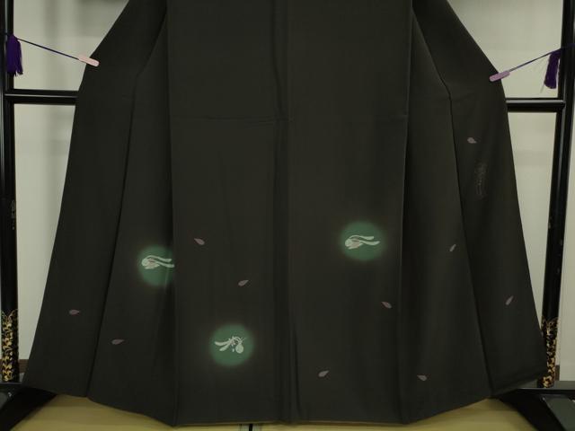 平和屋本店●極上 世界的人形師 辻村寿三郎 ジュサブロー 訪問着 兎 舞桜 紫黒色地 暈し染め 鬼しぼ縮緬 逸品 DZAB7872kh6