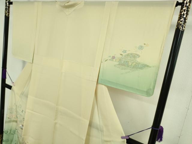 平和屋着物*極上 夏物 中国三大刺繍 スワトウ刺繍 汕頭刺繍 訪問着 絽 舞蝶唐草鳥文 暈し染め 砥粉色地 逸品 DZAB7892kh6