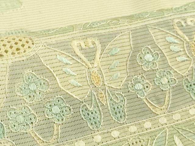 平和屋着物*極上 夏物 中国三大刺繍 スワトウ刺繍 汕頭刺繍 訪問着 絽 舞蝶唐草鳥文 暈し染め 砥粉色地 逸品 DZAB7892kh6