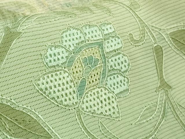 平和屋着物*極上 夏物 中国三大刺繍 スワトウ刺繍 汕頭刺繍 訪問着 絽 舞蝶唐草鳥文 暈し染め 砥粉色地 逸品 DZAB7892kh6