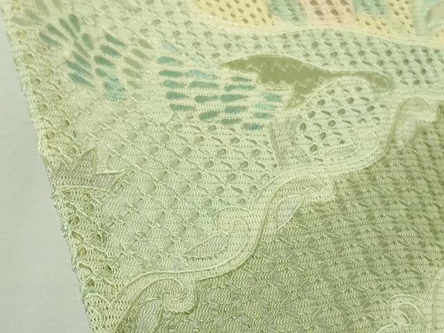 平和屋着物*極上 夏物 中国三大刺繍 スワトウ刺繍 汕頭刺繍 訪問着 絽 舞蝶唐草鳥文 暈し染め 砥粉色地 逸品 DZAB7892kh6