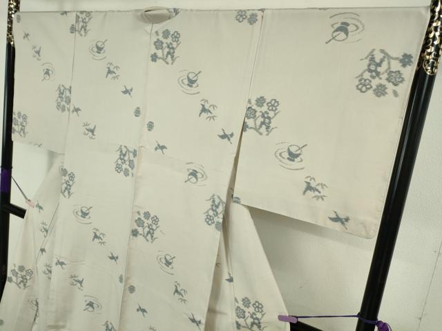 平和屋着物▽極上 柴山千代子コレクション 紬 単衣 しゃれものがたり 勇屋織物謹製 灰梅色地 証紙付き 逸品 DZAB7900kh6