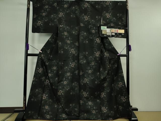 平和屋本店●極上 都喜ヱ門 本場大島紬 9マルキ 泥染め 優美な競演 藤絹織物謹製 黒地 証紙付き 逸品 DZAB7902kh6