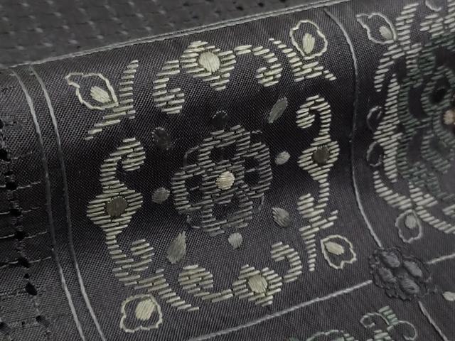 平和屋本店●極上 中国三大刺繍 スワトウ刺繍 汕頭刺繍 総刺繍 本場縞大島紬 市松花文 藤煤竹色地 逸品 未使用 DZAB7903kh6