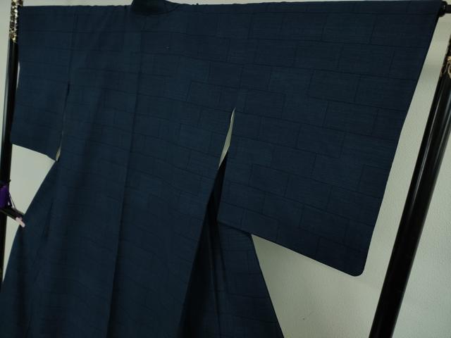 平和屋本店●極上 綿薩摩 東郷織物謹製 手織 160亀甲 實篤 永江明夫 正藍染 逸品 DZAB7916kh6