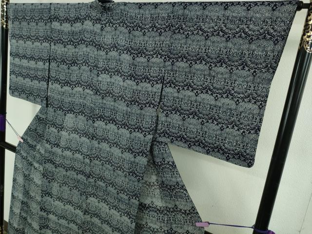 平和屋本店*希少 夏物 藍香房 小紋 紗 天然藍染 樹下双鳥文 逸品 DZAB7927kh6