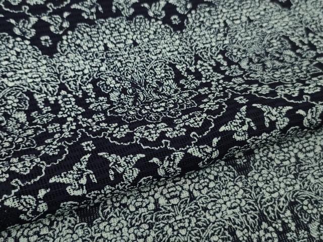 平和屋本店*希少 夏物 藍香房 小紋 紗 天然藍染 樹下双鳥文 逸品 DZAB7927kh6