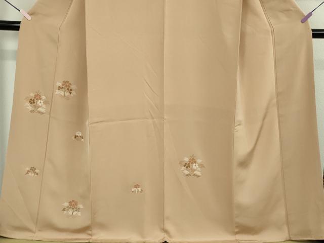 平和屋本店●極上 京都老舗銘店・に志田 訪問着 刺繍 草花 伽羅色地 金糸 たとう紙付き 逸品 DZAB7930kh6