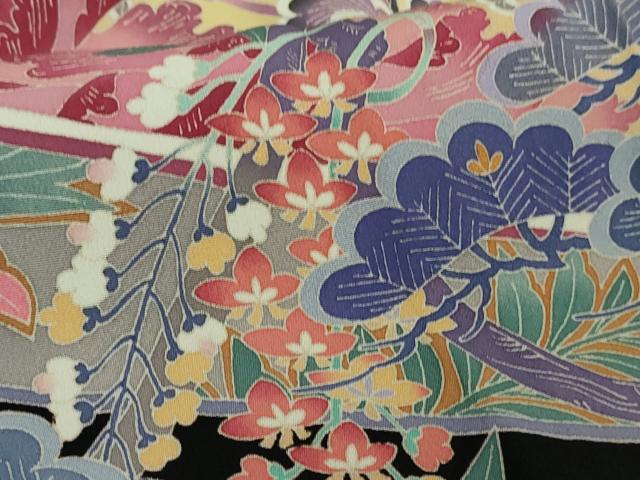 平和屋本店●極上 本加賀友禅作家 中町博志 黒留袖 松花文 逸品 DZAB7959kh6