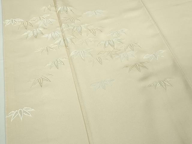 平和屋本店●極上 訪問着 総手刺繍 笹文 鳥の子色地 金糸 反端付き 逸品 未使用 DZAB7972kh6