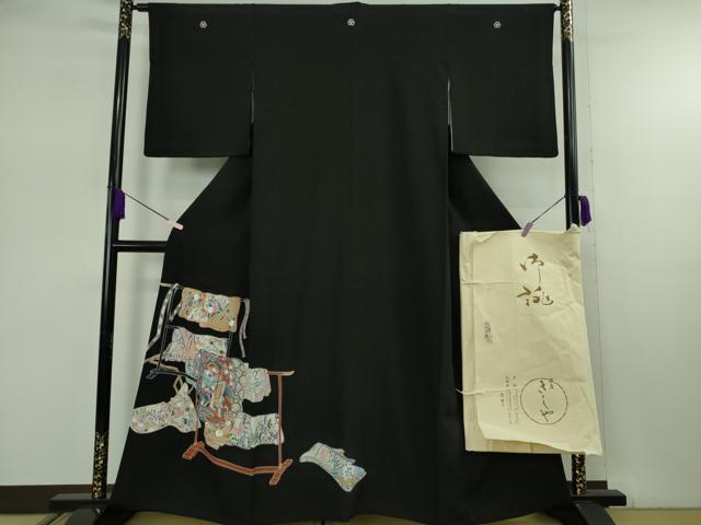 平和屋着物●極上 江戸友禅 木下冬彦 黒留袖 銀座きしや 刺繍 誰が袖文様 銀糸 たとう紙付き 逸品 DZAB7976kh6