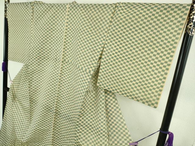 平和屋本店*極上 夏物 紗紬 市松文様 高島屋扱い 逸品 DZAB7977kh6